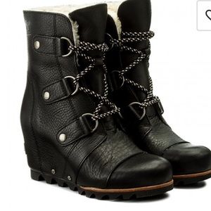 Sorel Joan Of Arctic Wedge boots Mid Shearling NL2703 Black/Ancient Fossil 8